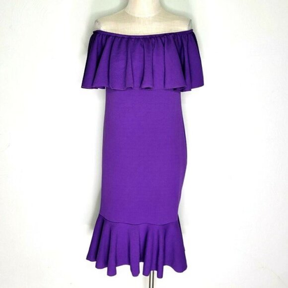 LuLaRoe Cici Mermaid Dress Size S Flounce Hem Textured Spanish Flair Purple - Picture 7 of 7